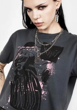 DMT1 Howling Washed Grey Boxy Crop T-Shirt