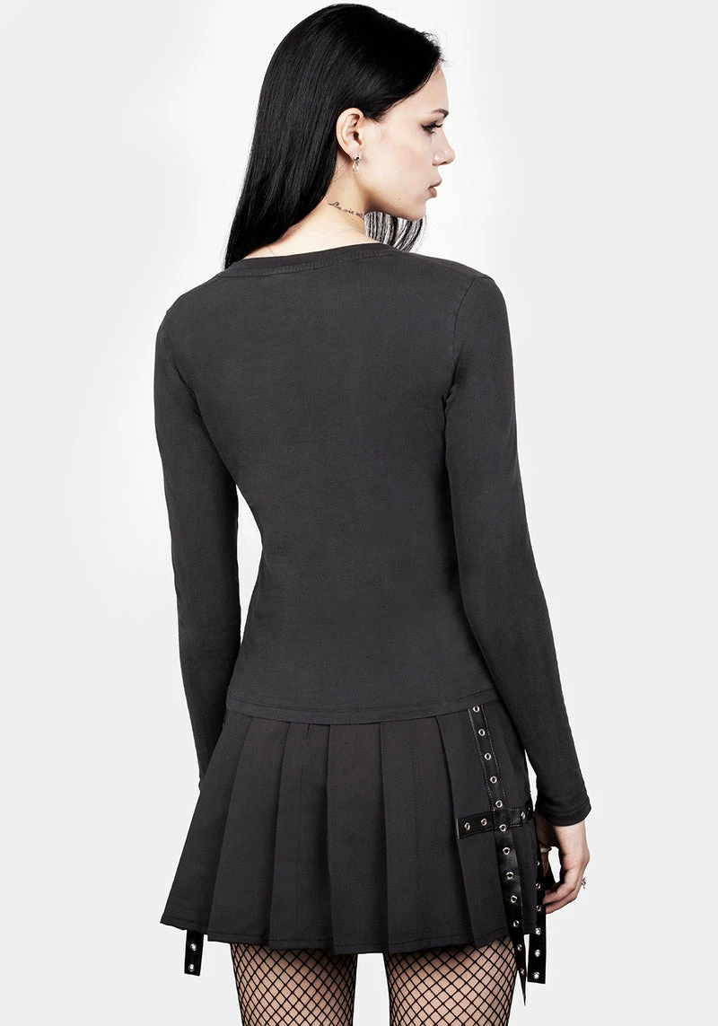 DMT1 Wish Washed Black Scoop Neck T-Shirt 4 DMT1 Wish Washed Black Scoop Neck T-Shirt - Image 4