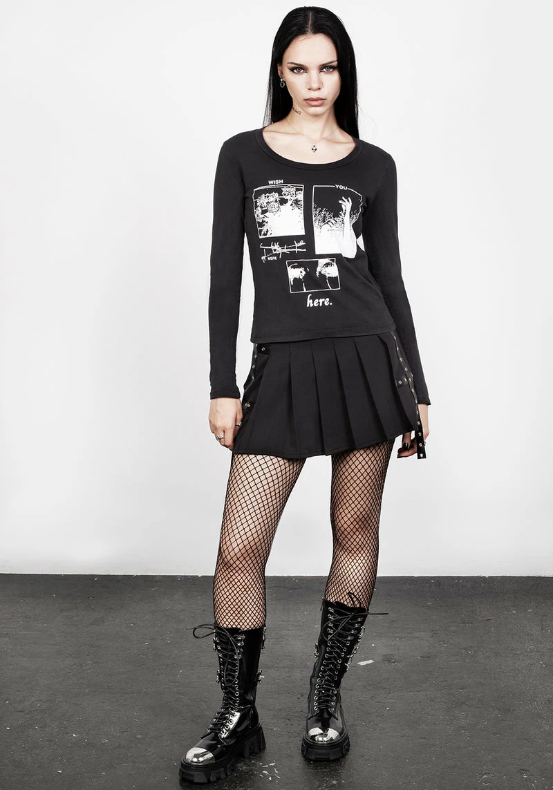 DMT1 Wish Washed Black Scoop Neck T-Shirt 3 DMT1 Wish Washed Black Scoop Neck T-Shirt - Image 3