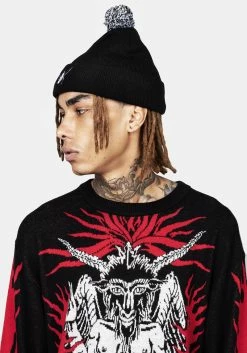 HXC1 Spinneret Embroidered Pom Pom Beanie -Womens Clothing Sales AW22HXC191 Spinneret Embroidered Pom Pom Beanie 002 800x