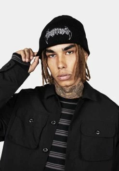HXC1 Distorted Disturbia Embroidered Beanie -Womens Clothing Sales AW22HXC192 Distorted Disturbia Embroidered Beanie 001 800x