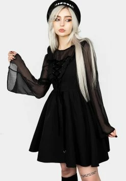 JB1 Baudelaire Lace Up Dress -Womens Clothing Sales AW22JB121 BAUDELAIRE LACE UP DRESS 007 800x