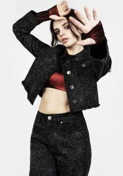 JB1 Venom Relaxed Denim Crop Jacket -Womens Clothing Sales AW22JB47 Venom Relaxed Cropped Denim Jacket 004 800x