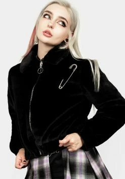 Womens Clothing Sales 46 KYL1 Helena Faux Fur Crop Bomber