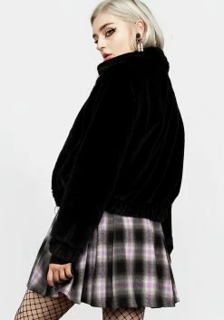 KYL1 Helena Faux Fur Crop Bomber -Womens Clothing Sales AW22KY134 HELENA FAUX FUR CROP BOMBER 018 800x