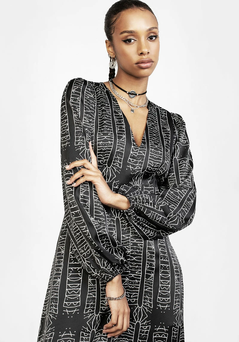 LVT1 Runes Balloon Sleeve Maxi Dress 2 LVT1 Runes Balloon Sleeve Maxi Dress - Image 2