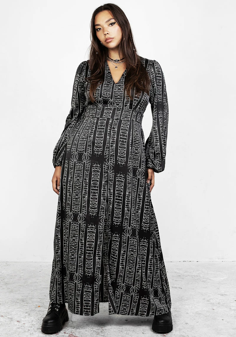 LVT1 Runes Balloon Sleeve Maxi Dress 8 LVT1 Runes Balloon Sleeve Maxi Dress - Image 8
