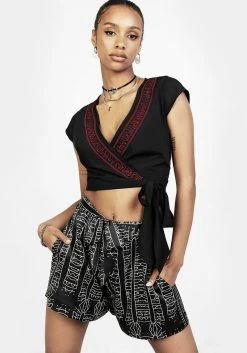 LVT1 Runes Tie Front Shorts