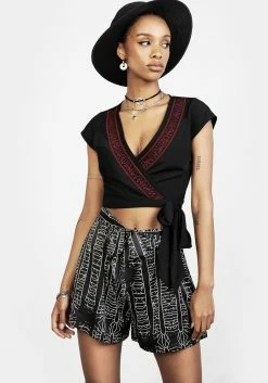 LVT1 Runes Tie Front Shorts -Womens Clothing Sales AW22LV04 Rune Tie Front Shorts 006 800x