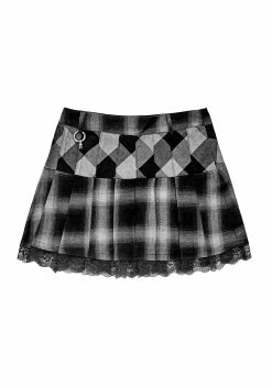 LVT1 Uh-Oh Mixed Check Low Rise Skirt -Womens Clothing Sales AW22LV105Uh Oh Mixed Check Low Rise Skirt D 800x