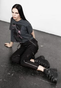 LVT1 Mosh Strap Detail Trousers -Womens Clothing Sales AW22LV168 MoshStrapDetail Trousers 006 800x