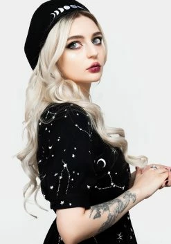 LVT1 Silver Celestial Print Sweetheart Midi Dress -Womens Clothing Sales AW22LV233 Celestial Sweetheart Midi Dress 008 800x