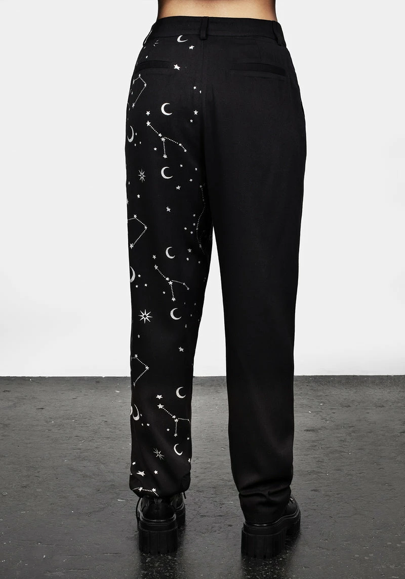 LVT1 Silver Celestial Print Spliced Tapered Trousers 9 LVT1 Silver Celestial Print Spliced Tapered Trousers - Image 9