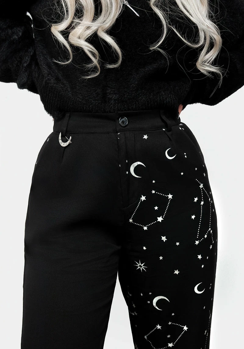 LVT1 Silver Celestial Print Spliced Tapered Trousers 4 LVT1 Silver Celestial Print Spliced Tapered Trousers - Image 4