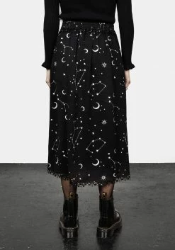 LVT1 Silver Celestial Print Double Split Skirt -Womens Clothing Sales AW22LV239 Celeste Double Split Skirt 001 800x