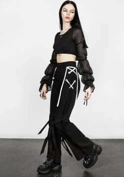 MET1 Defendant Lace Up Tie Trousers 27 MET1 Defendant Lace Up Tie Trousers -Womens Clothing Sales AW22M108 Defendant Lace Up Trousers 008 800x