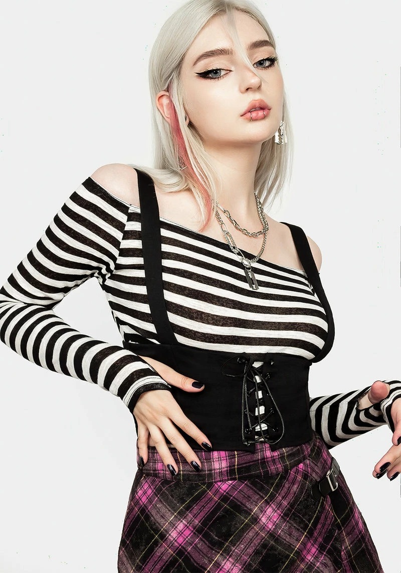 MET1 Ignorance Corset Lace Up Stripe Top 1 MET1 Ignorance Corset Lace Up Stripe Top