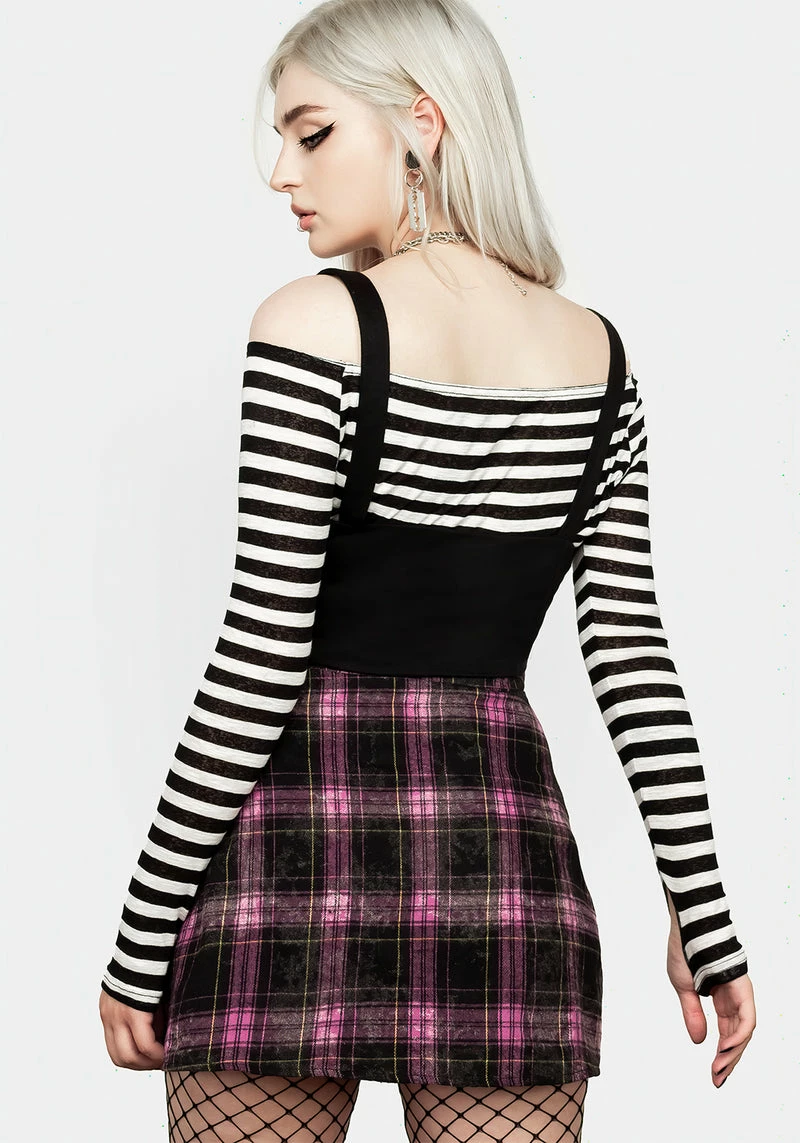 MET1 Ignorance Corset Lace Up Stripe Top 2 MET1 Ignorance Corset Lace Up Stripe Top - Image 2