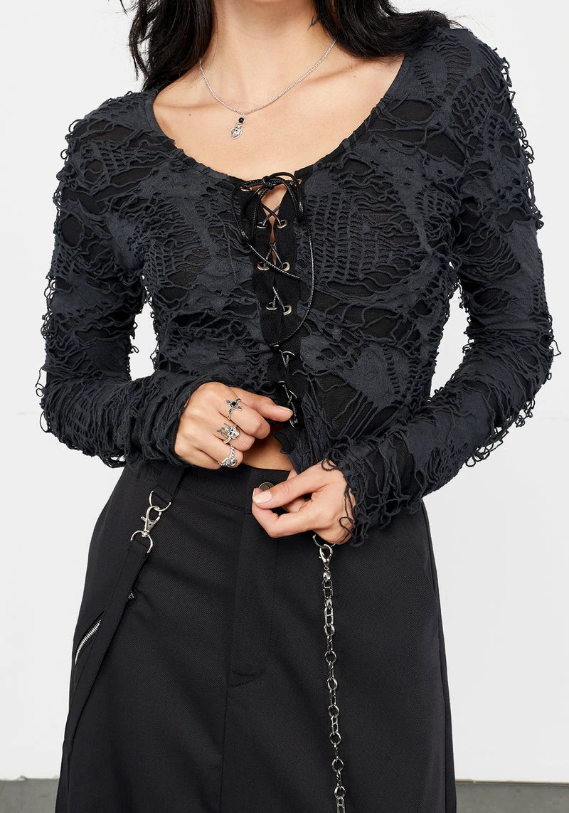 MET1 Unravelled Lace Up Top 2 MET1 Unravelled Lace Up Top - Image 2