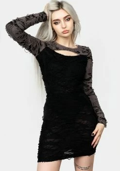 MET1 Ozzy Distressed Jersey Mini Dress