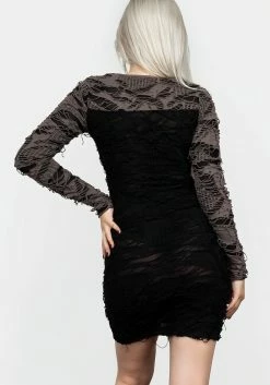 MET1 Ozzy Distressed Jersey Mini Dress -Womens Clothing Sales AW22M173 OZZY DISTRESSED JERSEY MINI DRESS 013 800x