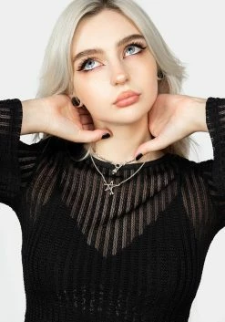 MET1 Habundia Flared Sleeve Crop Top -Womens Clothing Sales AW22M200 HABUNDIA FLARED SLEEVE CROP TOP 010 800x