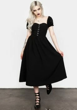 MET1 Mortem Midi Dress With Puff Sleeves -Womens Clothing Sales AW22M212 MORTEM MIDI DRESS WITH PUFF SLEEVES 003 800x