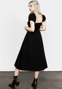 MET1 Mortem Midi Dress With Puff Sleeves -Womens Clothing Sales AW22M212 MORTEM MIDI DRESS WITH PUFF SLEEVES 010 800x