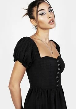 MET1 Mortem Midi Dress With Puff Sleeves -Womens Clothing Sales AW22M212 Mortem Midi Puff Dress With Sleeves 005 800x