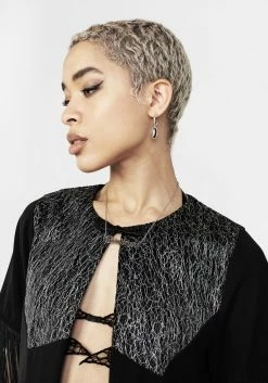 MET1 Sharona Fringed Bolero Jacket -Womens Clothing Sales AW22M260 Fringed Bolero Jacket 003 800x