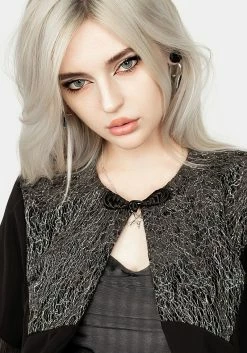 MET1 Sharona Fringed Bolero Jacket -Womens Clothing Sales AW22M260 SHARONA FRINGED BOLERO JUCKET 010 800x