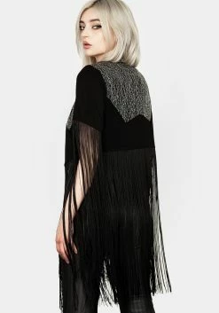 MET1 Sharona Fringed Bolero Jacket -Womens Clothing Sales AW22M260 SHARONA FRINGED BOLERO JUCKET 013 800x