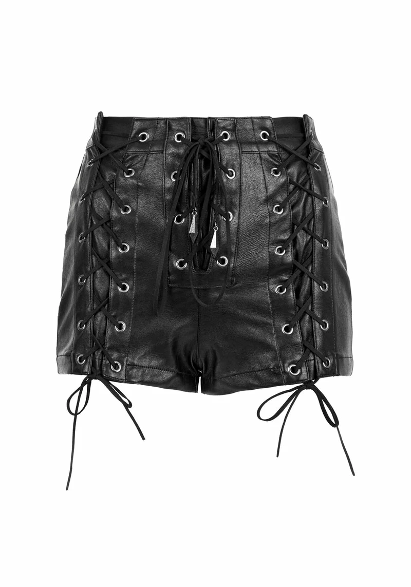 MET1 Mosh Faux Leather Lace Up Shorts 12 MET1 Mosh Faux Leather Lace Up Shorts - Image 12