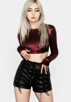 MET1 Mosh Faux Leather Lace Up Shorts