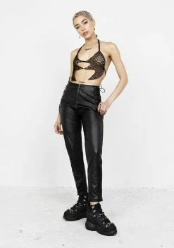 MET1 Rival Faux Leather Lace Up Pants 14 MET1 Rival Faux Leather Lace Up Pants -Womens Clothing Sales AW22M321 Rival Faux Leather Lace Up Pants 002 800x