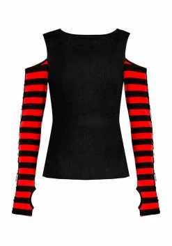 MET1 Rawr Stripe Cold Shoulder Tee -Womens Clothing Sales AW22M76 Rawr Stripe Cold Shoulder Teeb 800x