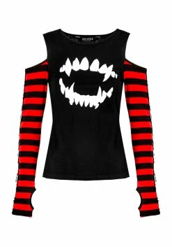 MET1 Rawr Stripe Cold Shoulder Tee -Womens Clothing Sales AW22M76Rawr Stripe Cold Shoulder Tee 800x