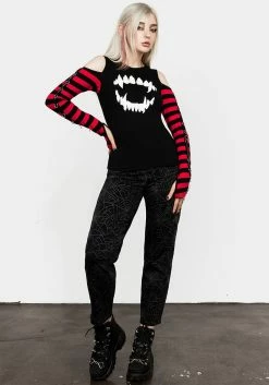 MET1 Rawr Stripe Cold Shoulder Tee -Womens Clothing Sales AW22M76 RAWR STRIPE CPLD SHOULDER TEE 001 800x