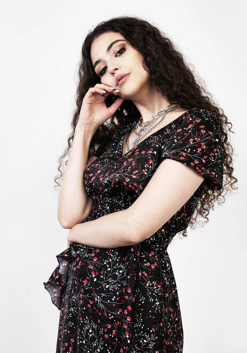 MET1 ROSETEARS FRILL PEPLUM MIDI DRESS 2 MET1 ROSETEARS FRILL PEPLUM MIDI DRESS - Image 2