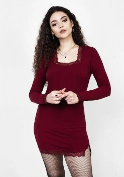DDS1 LAETITIA LACE TRIM MINI BODYCON DRESS