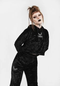 AMP1 Noughty Crop Velour Hoody -Womens Clothing Sales SS22AB133 Noughty Crop Velour Hoody 004 800x