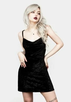 AMP1 Bitten Cowl Neck Mini Velour Dress -Womens Clothing Sales SS22AB295 BITTEN COWL NECK MINI VELOUR DRESS 004 800x