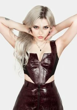 CHI1 VINCI FAUX LEATHER CORSET TOP