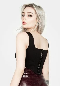CHI1 VINCI FAUX LEATHER CORSET TOP -Womens Clothing Sales SS22CL109 VINCI FAUX LEATHER CORSET TOP 011 800x
