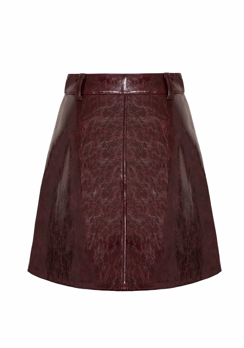 CHI1 HELLRAISA FAUX LEATHER A-LINE SKIRT VENOM RED 10 CHI1 HELLRAISA FAUX LEATHER A-LINE SKIRT VENOM RED - Image 10