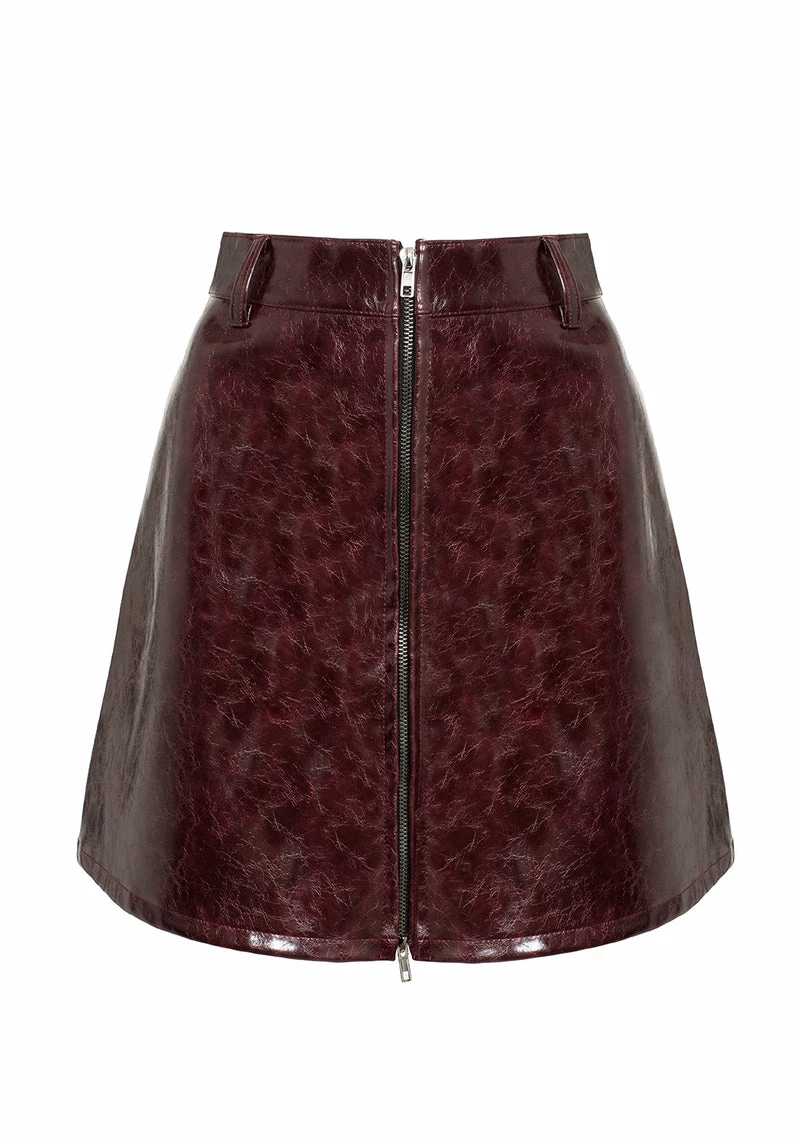 CHI1 HELLRAISA FAUX LEATHER A-LINE SKIRT VENOM RED 9 CHI1 HELLRAISA FAUX LEATHER A-LINE SKIRT VENOM RED - Image 9