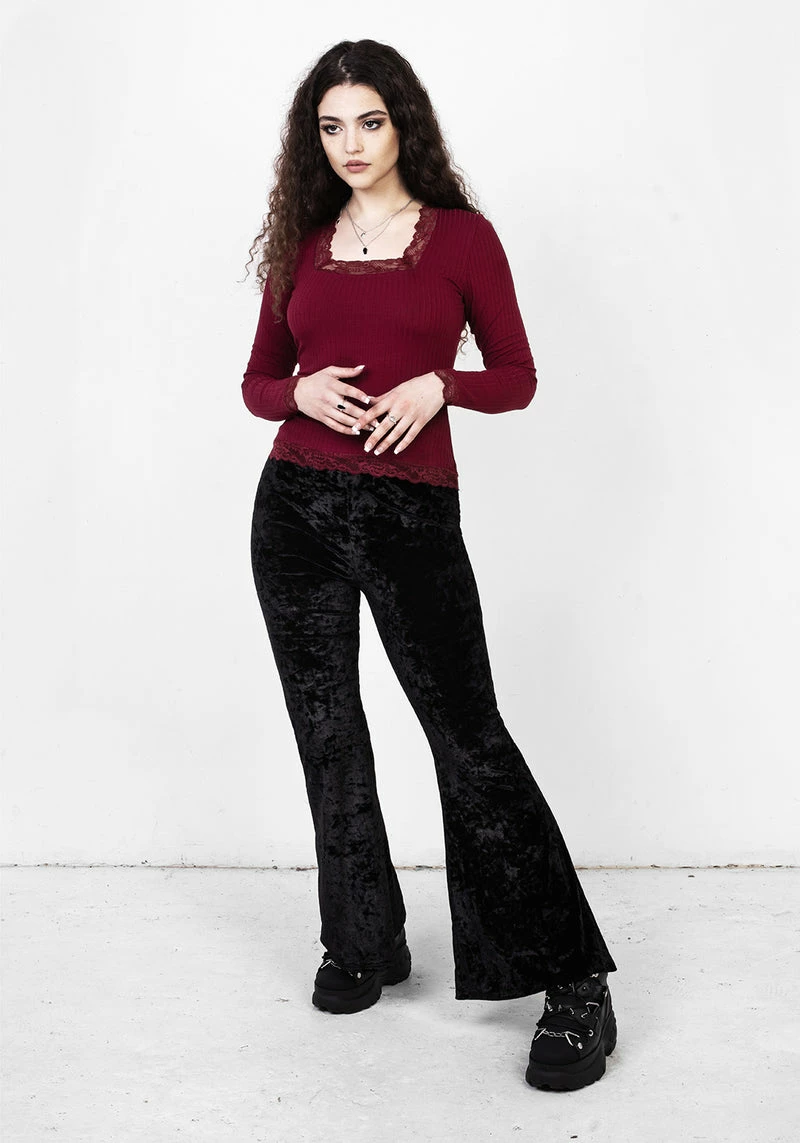 DDS1 PERDITA LONG SLEEVE LACE TRIM TOP 3 DDS1 PERDITA LONG SLEEVE LACE TRIM TOP - Image 3