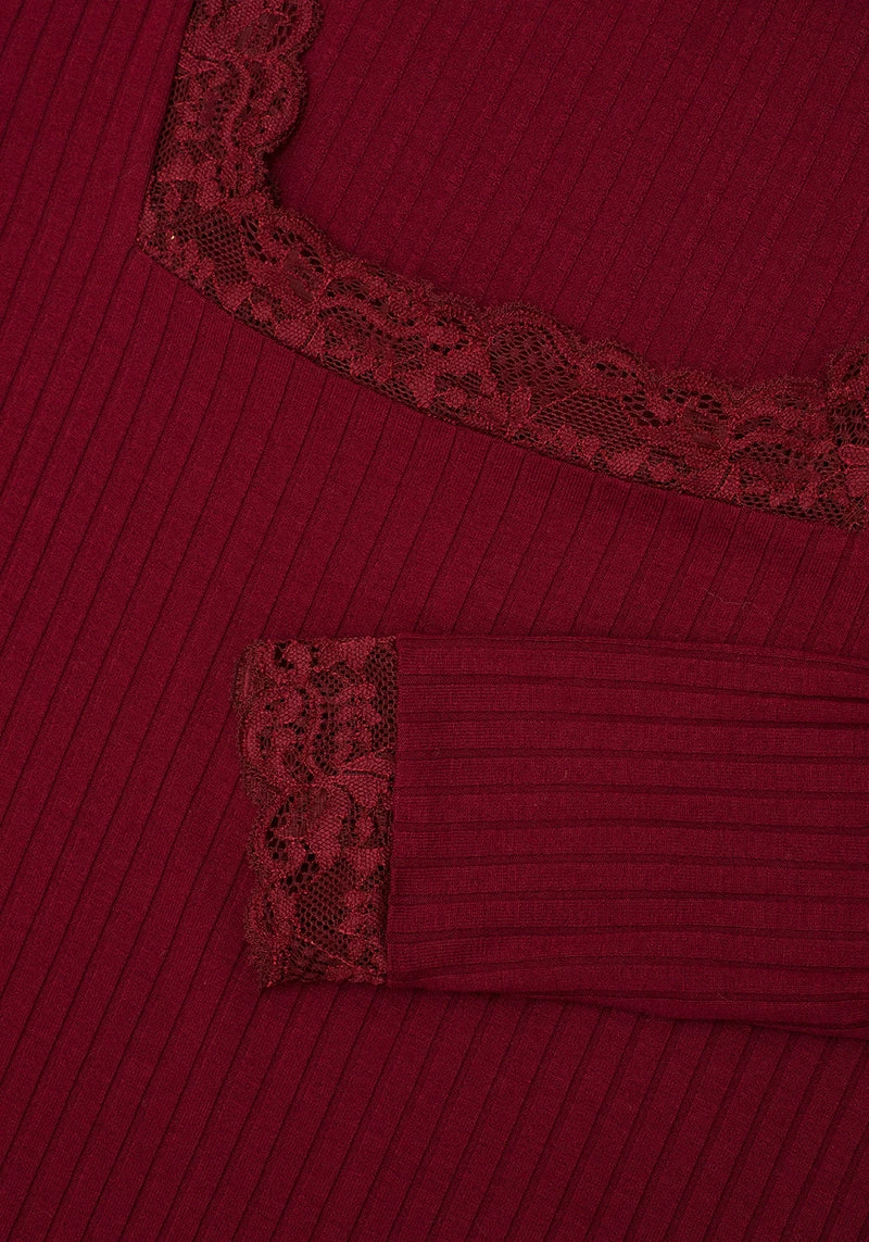 DDS1 PERDITA LONG SLEEVE LACE TRIM TOP 6 DDS1 PERDITA LONG SLEEVE LACE TRIM TOP - Image 6