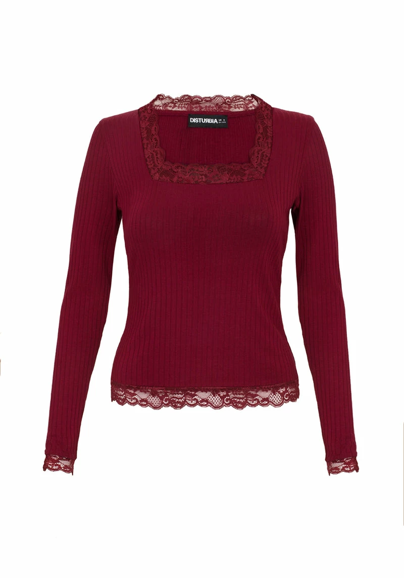 DDS1 PERDITA LONG SLEEVE LACE TRIM TOP 5 DDS1 PERDITA LONG SLEEVE LACE TRIM TOP - Image 5