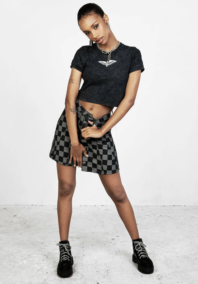 JB1 KERB A-LINE DENIM MINI SKIRT 2 JB1 KERB A-LINE DENIM MINI SKIRT - Image 2